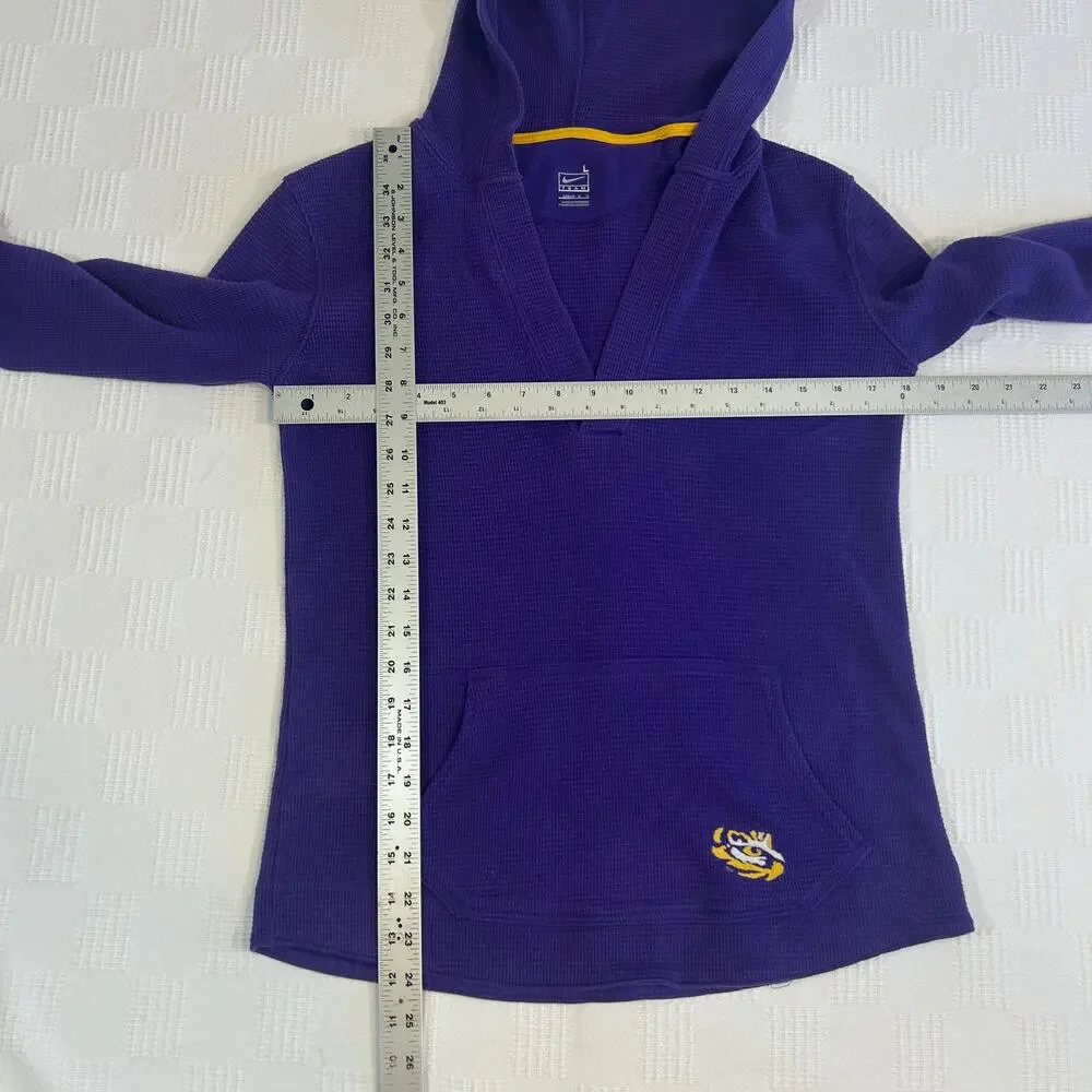 LSU Tigers Womens L Hoodie Nike Team Waffle Knit 12-14 Cotton Poly Blend